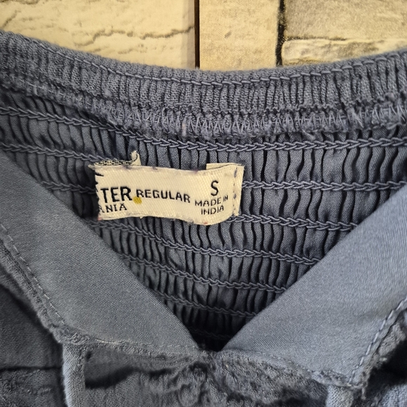 Hollister Dress Women's S Light Blue Textured Ruched Mini Dress Cottagecore - Picture 4 of 13